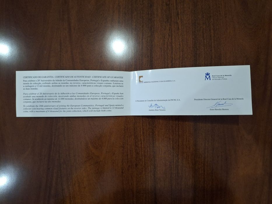 Moedas Prata Proof (20⁰ Aniv. Adesão às Comunidades Europeias)