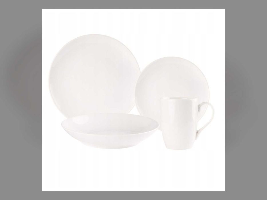 Nowy Serwis Obiadowy Porcelanowy 16 El Na 4 Osoby Kremowy Z Kubkami