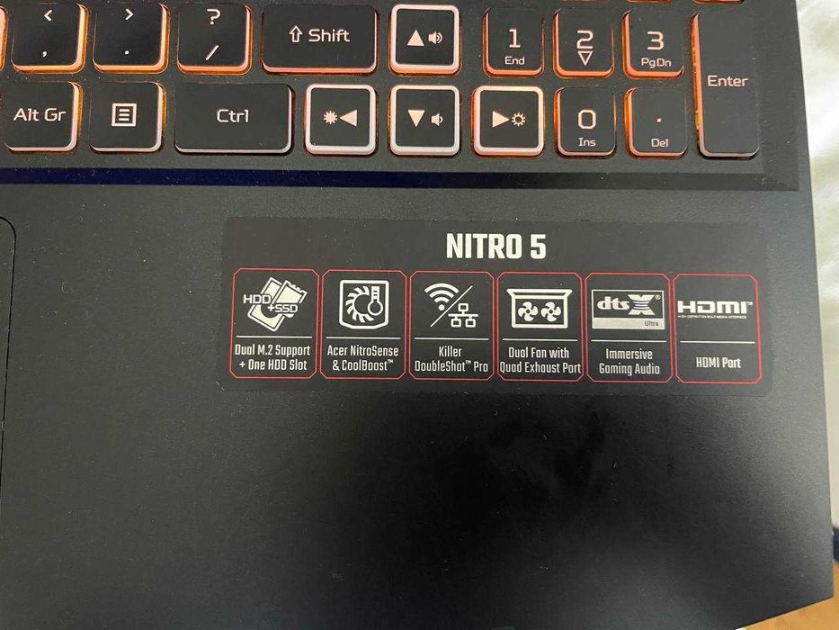 Laptop gamingowy Acer Nitro V AN515-57 (RTX3060, i5-11400H, 32gb RAM, 2x500gb SSD, 144Hz)