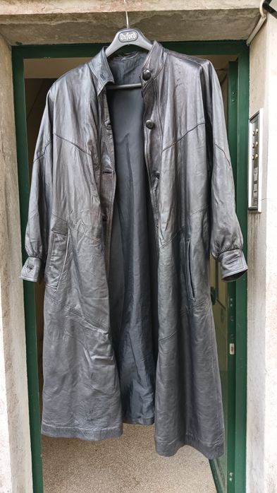 Trench Coat longo vintage em couro