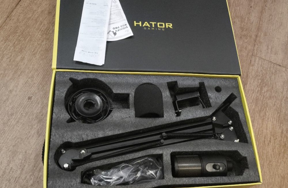 Микрофон Hator Signify RGB Pro — Full Set (Пантограф, Чек, Коробка)