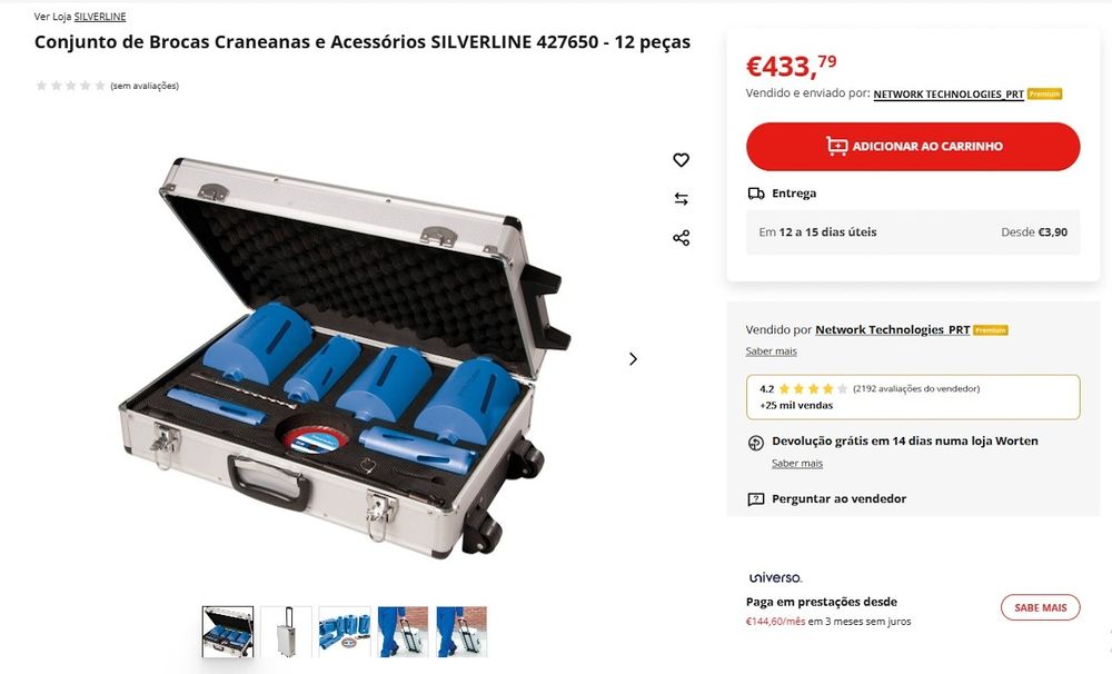 Conjunto de broconjunto de brocas craneanas + acessórios SILVERLINE 12