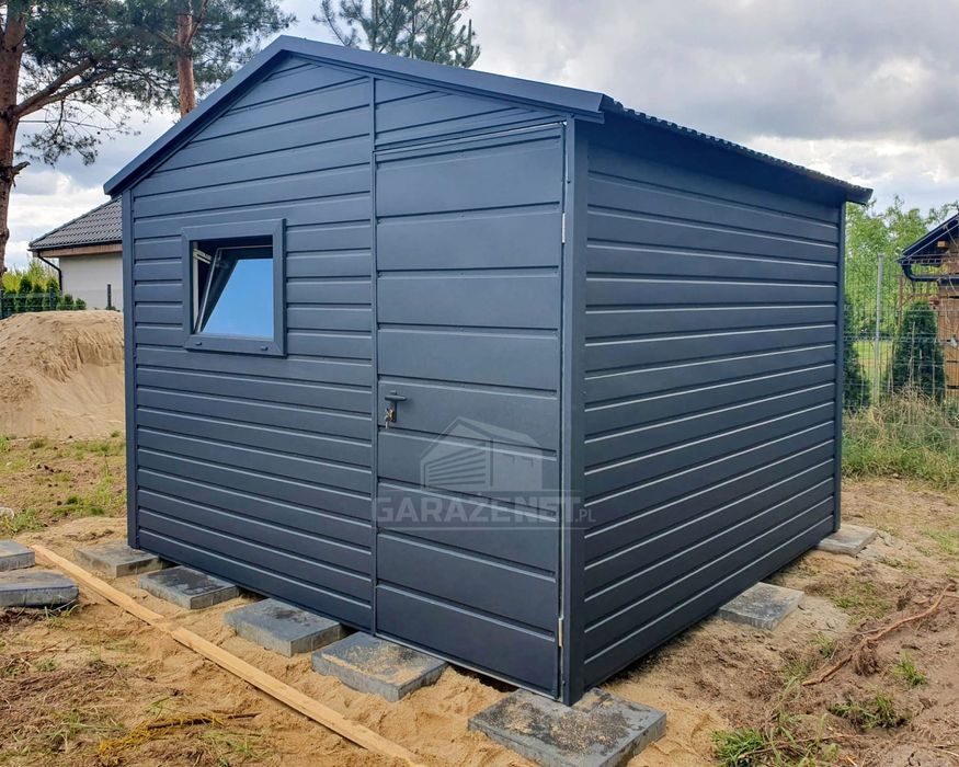 Schowek Domek Ogrodowy 3X3M Okno Drzwi Antracyt Dach Dwuspadowy Ts719