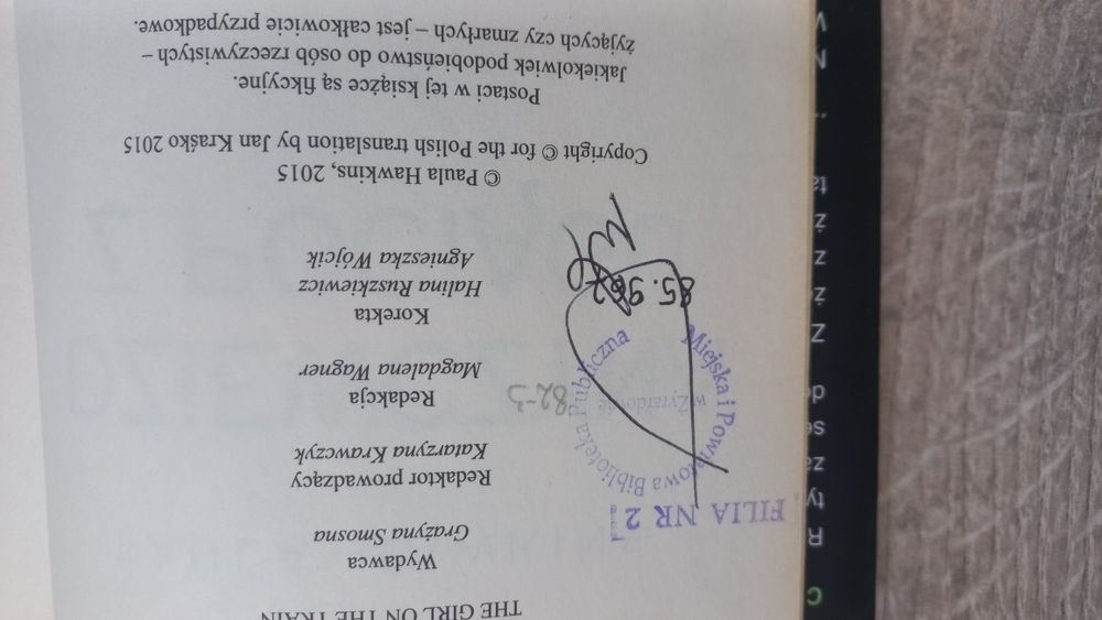 Dziewczyna z pociągu.  Paula Hawkins