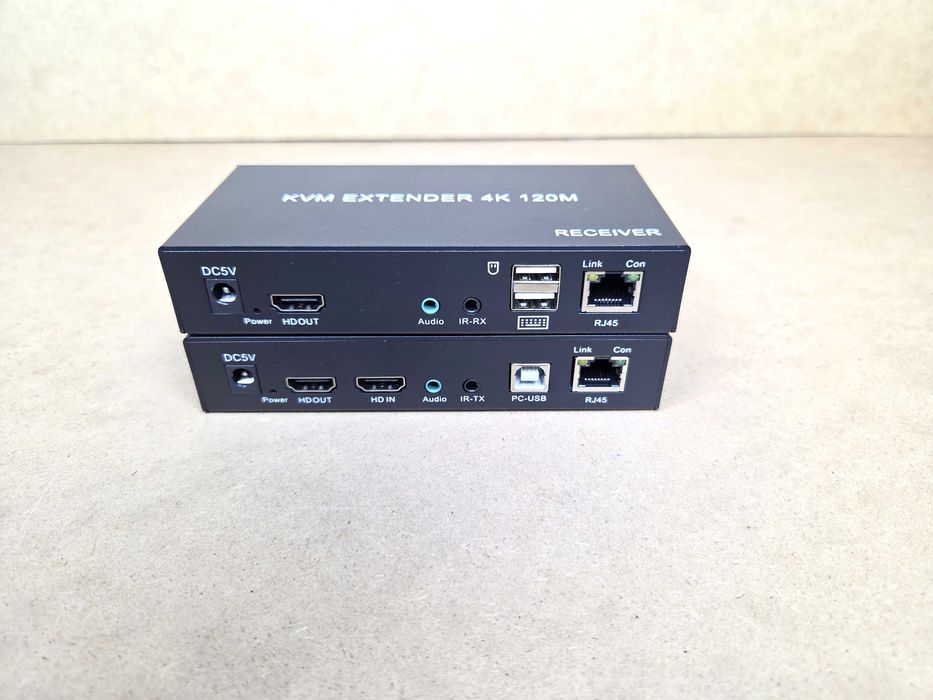 AKTYWNY Extender KVM 4K 120m Ethernet RJ45 HDMI USB Audio Zestaw