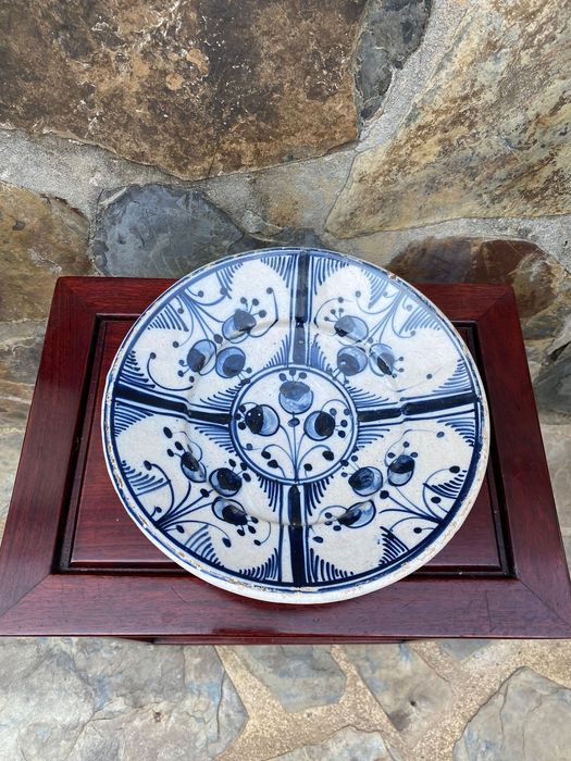 Prato Catalão Faiança Antiga Séc XVIII 23,5 cm Peça Museu