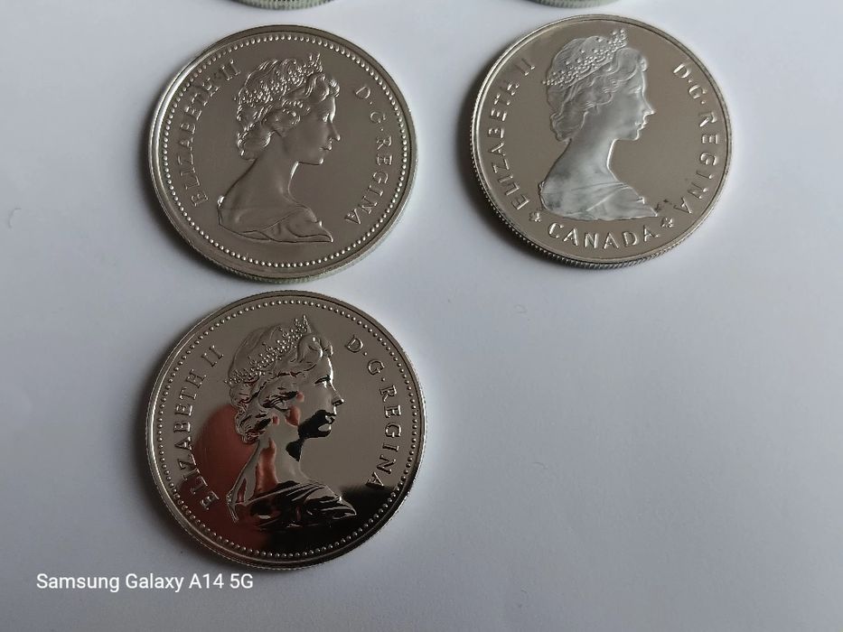 7 moedas prata de dólar do Canadá. Diversas