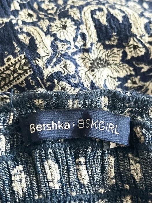 Macacão Calção Bershka Boho XS Azul & Branco