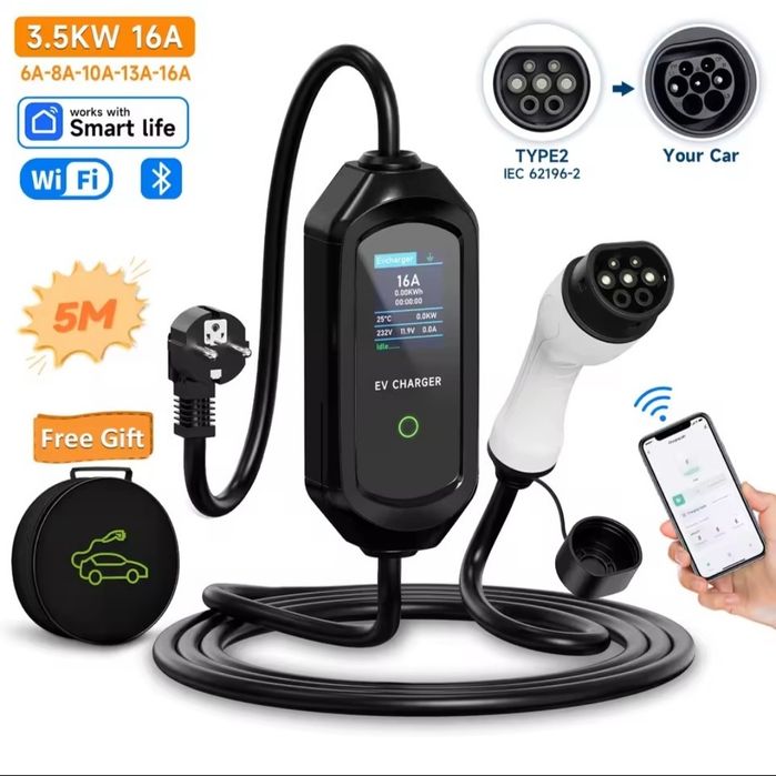AFEEV 3.5KW 16A wallbox ładowarka samochodowa typ 2 WIFI / 5m IP65