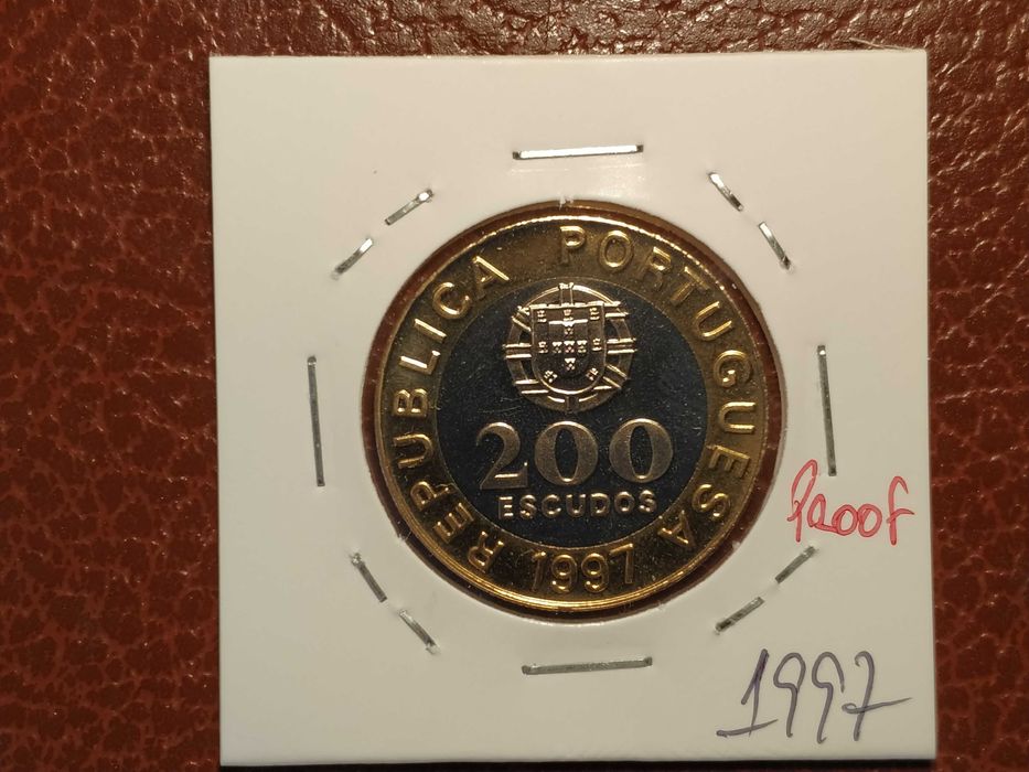 B376 moeda proof de 200 escudos de 1997 Bimetálica - Portugal
