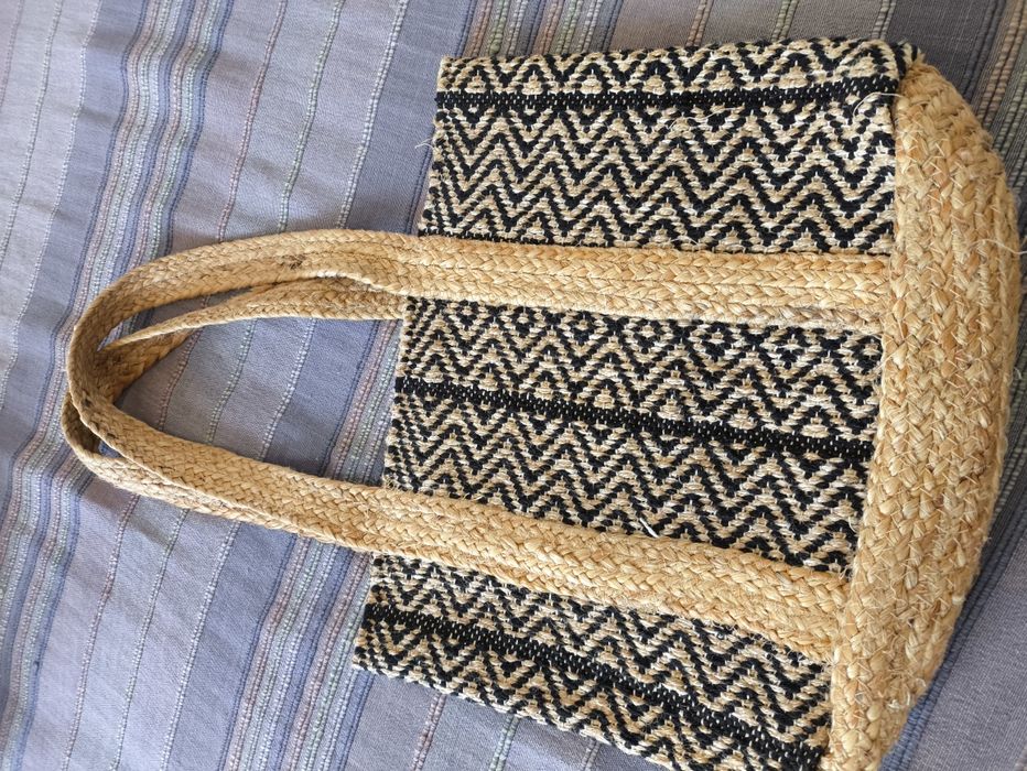 Torebka koszyk jutowo-bawelniany indyjski.