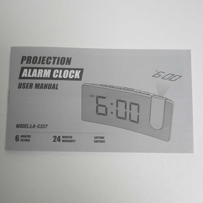 Zegar LED z projektorem LA-C337 - budzik, USB, wyświetlacz niebieski