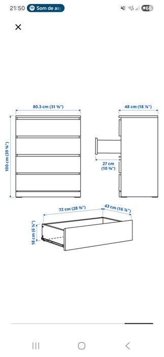 Cómoda MALM  com ou sem vidro
