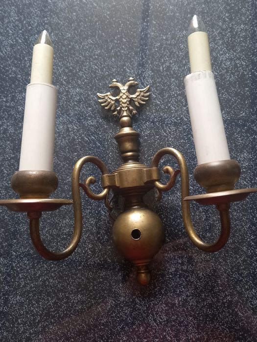 Kinkiet mosiężny z orlem dwugłowym