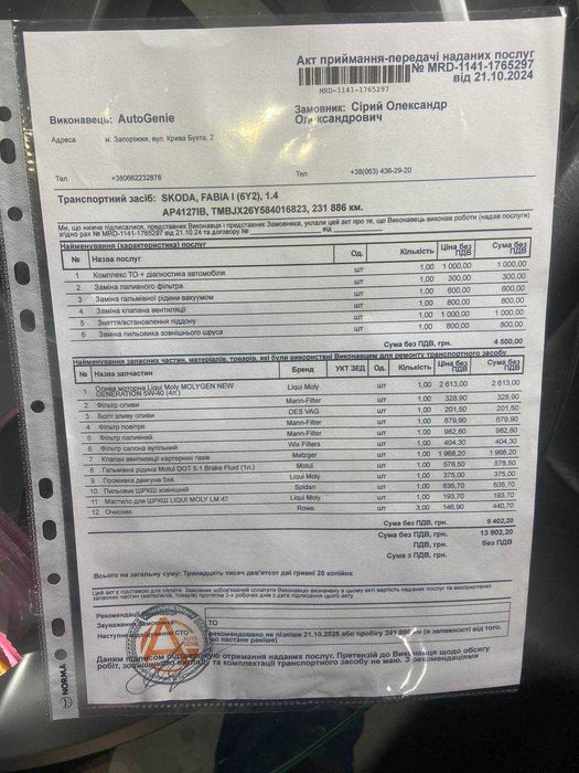 Skoda Fabia 2007 I покоління (FL)  •  1.4 MT (80 к.с.) MPI  •  Classic