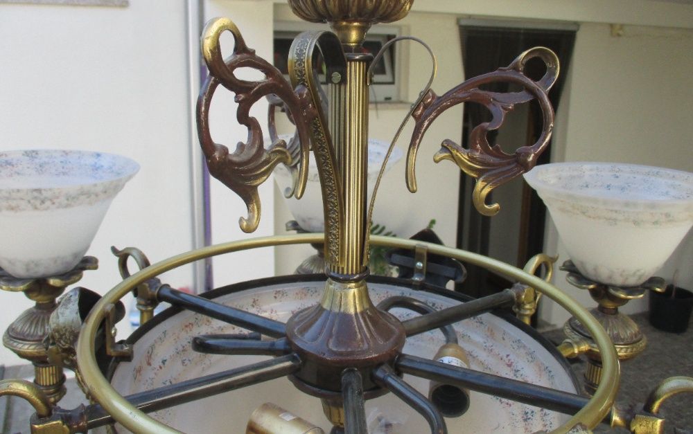 Candeeiro Lindíssimo de teto de sala antigo como novo 9 lâmpadas