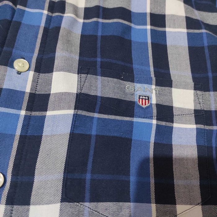Gant Elegancka Koszula Męska w Kratkę z Długim Rękawem Rozmiar M