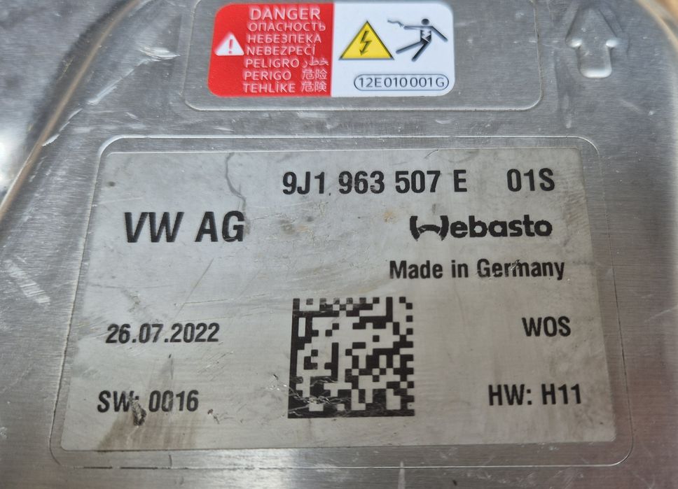 Grzałka wysokiego napięcia Webasto VW/Audi e-tron GT 9⁠J⁠1⁠9⁠63⁠5⁠07⁠E