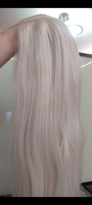 Парик глубокая система красивый белый цвет волокно высокого качества 7