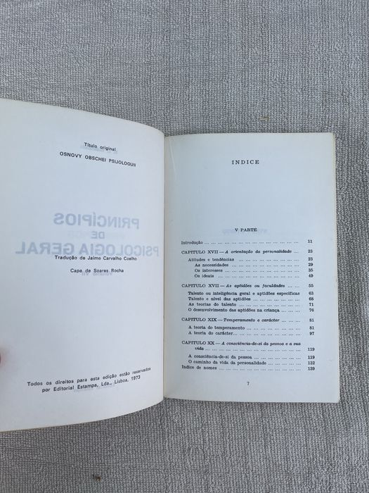 Princípios de Psicologia Geral - VII