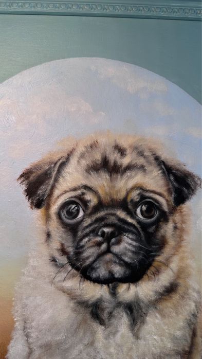 Картина олійними фарбами. Мопс