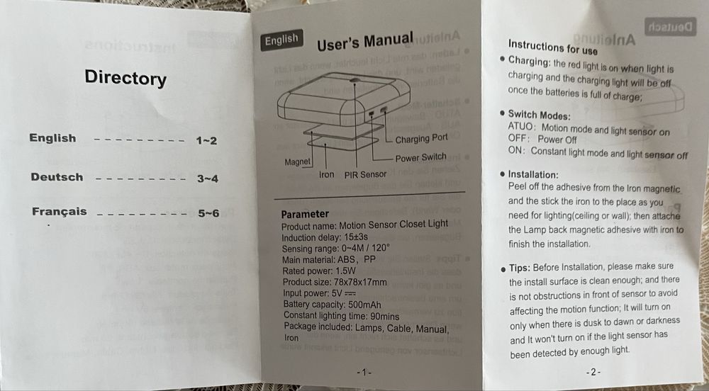 Inteligentna Lampka na Czujnik Ruchu Bezprzewodowa nowa