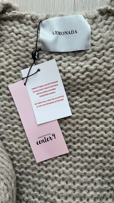 LeMonada kardigan boho beżowy gruby splot uniwersalny moher