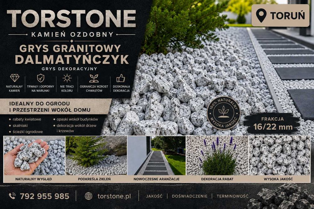 ***Kamień ozdobny* ogrodowy* dalmatyńczyk* grys granitowy*16-22*Dostawa 24H***