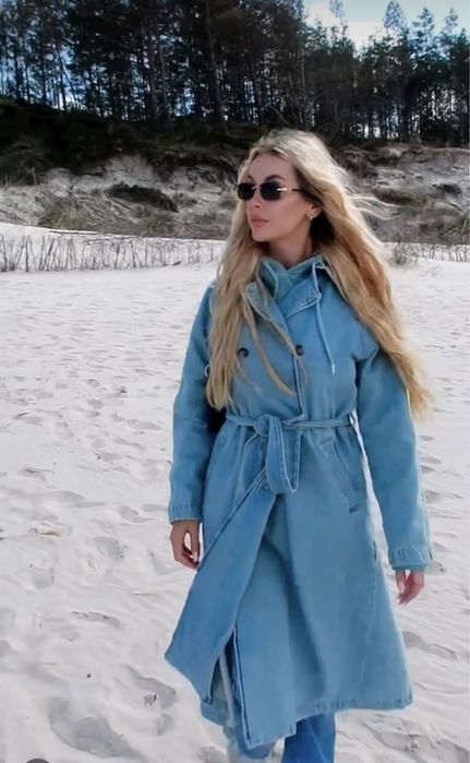 Zara płaszcz trencz denim jeans  S 36