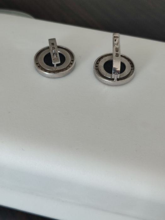 Сережки срібні з пластинами золота