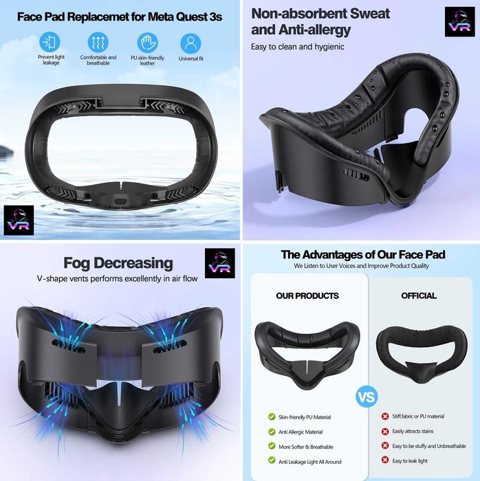 ‼️Meta Quest 3S лицьова накладка з вентиляцією | маска Oculus