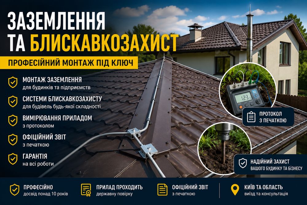 Монтаж заземлення та блискавкозахисту. Офіційний звіт