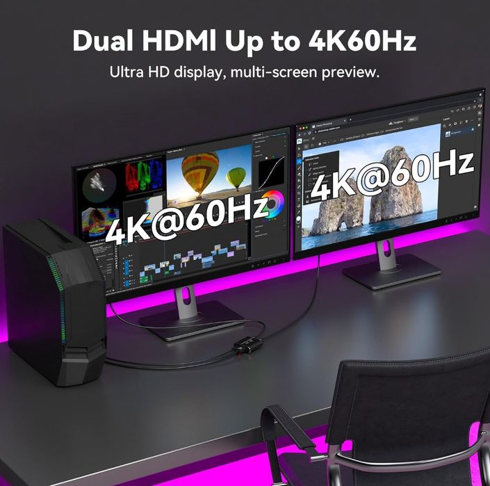 4K60Hz DisplayPort do podwójnego adaptera HDMI Display Port dual hdmi