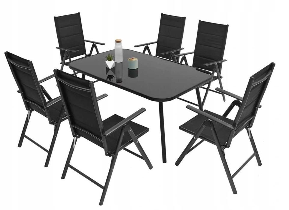 MEBLE OGRODOWE Zestaw STÓŁ 6+1 Na Taras Balkon 90 cm x 150 cm x 73 cm