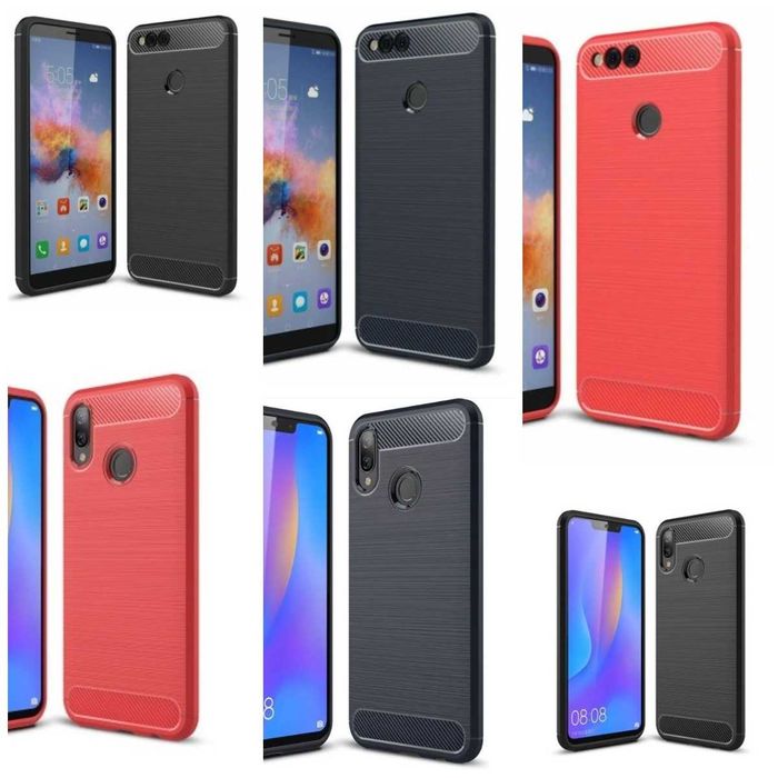 Противоударный чехол бампер Huawei P Smart / plus  Honor 7s карбон