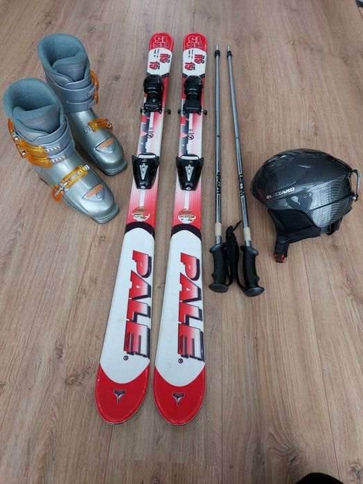 Narty Pale 130cm+wiązania +buty Head +kask +kijki