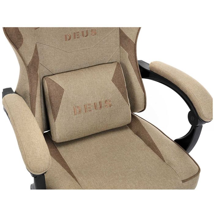 Fotel gamingowy DEUS EDGE Beżowy: Ergonomia i oddychająca tkanina