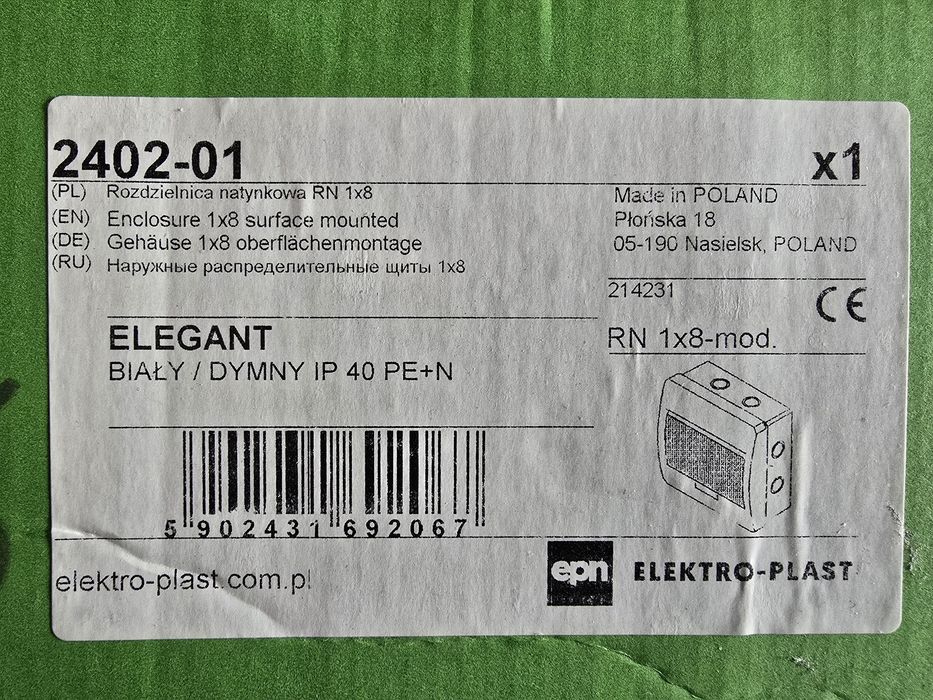 Rozdzielnica elektryczna RN 1x8 Nowa