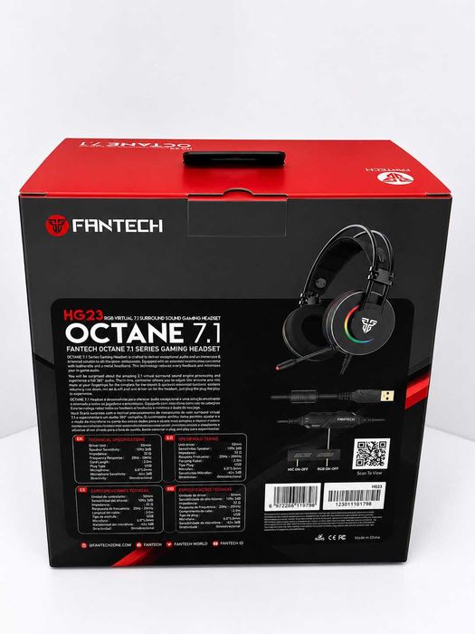 Fantech HG23 Octane 7.1 — Headset Gaming RGB Virtual 7.1, Microfone Cancelamento de Ruído | Novo | Garantia