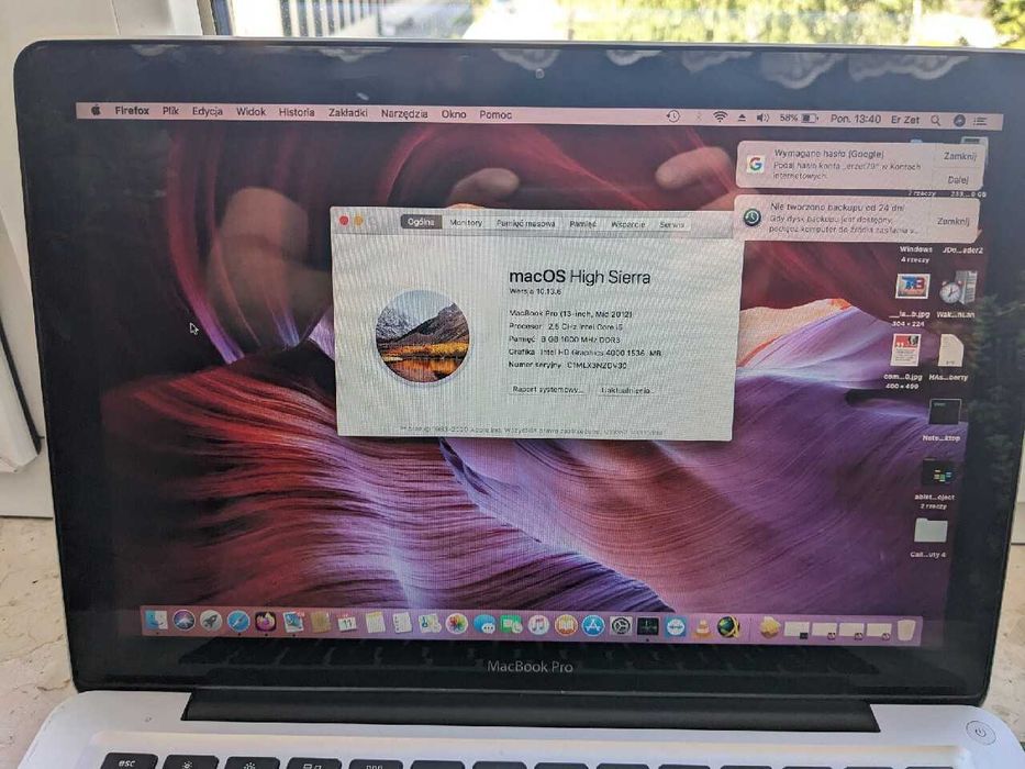 Apple MacBook pro mid-2012 i5 2,5ghz 2/4 high sierra, bateria