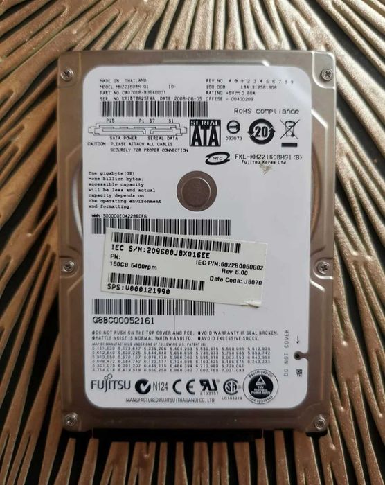 HDD диск Fujitsu 160GB 5400rpm 2.5 SATA-300 MHZ216BH для ноутбука