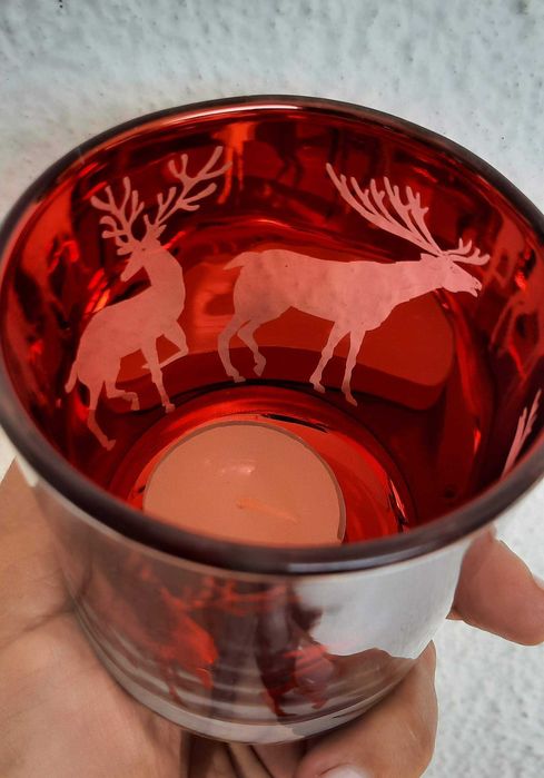 2 Castiçais motivo Natal, copo para velas - Novo