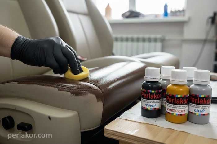 Фарба для шкіри автомобільної та меблевої. Професійна.