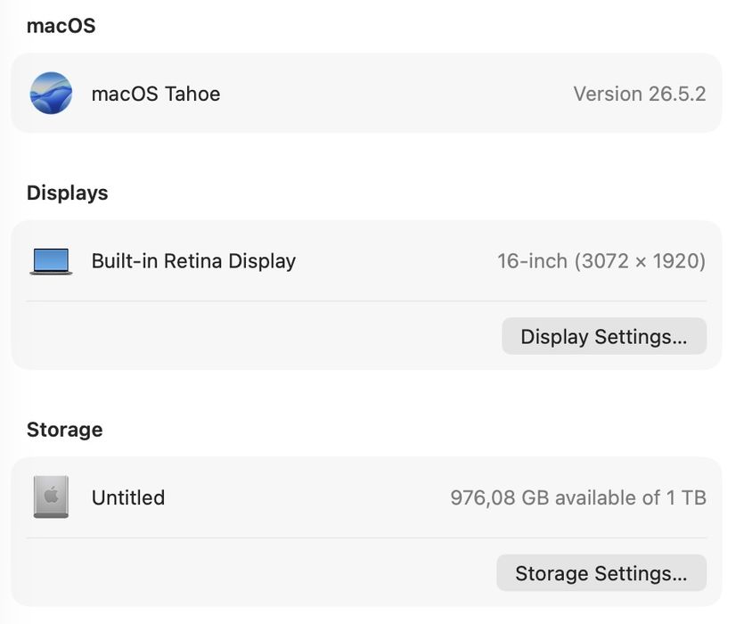 MacBook Pro 16 2019 Intel i9 32GB RAM 1TB SSD