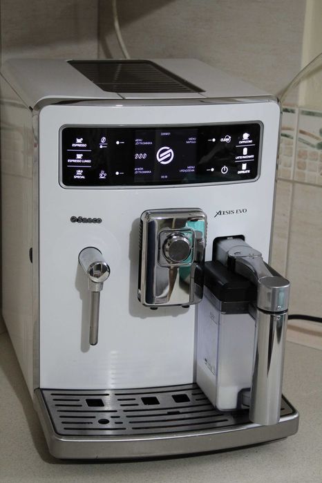 BIAŁY LUX ekspres SAECO XELSIS EVO lcd menu pl dotyk po serwisie gwara