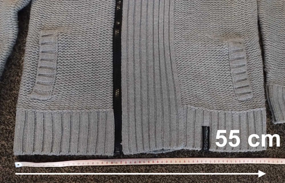 Sweter męski z kapturem Burton London - szary akrylowy z zamkiem