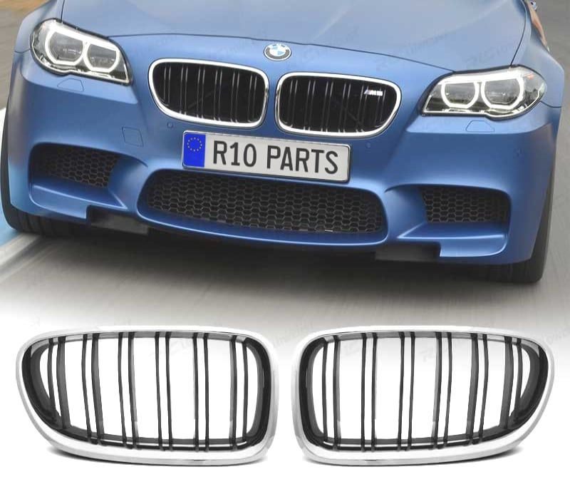 GRELHAS BMW F10 F11 10-16 LOOK M5 CROMADO PRETO BRILHANTE