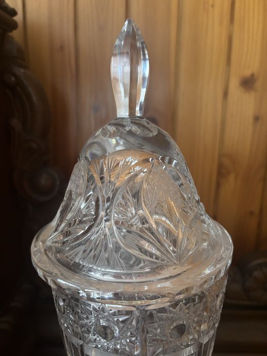 Krysztalowy pochar wazon oryginalny krysztal PRL