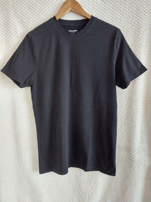 T-shirt, czarny, klasyczny, bawełna. Jack & Jones. L