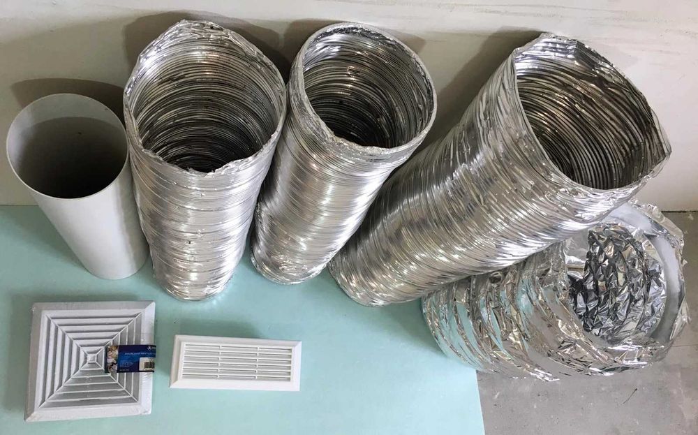 Вентиляционный канал/ Воздуховод/ Гофра/ Решетка d 125, 150, 200 ммм